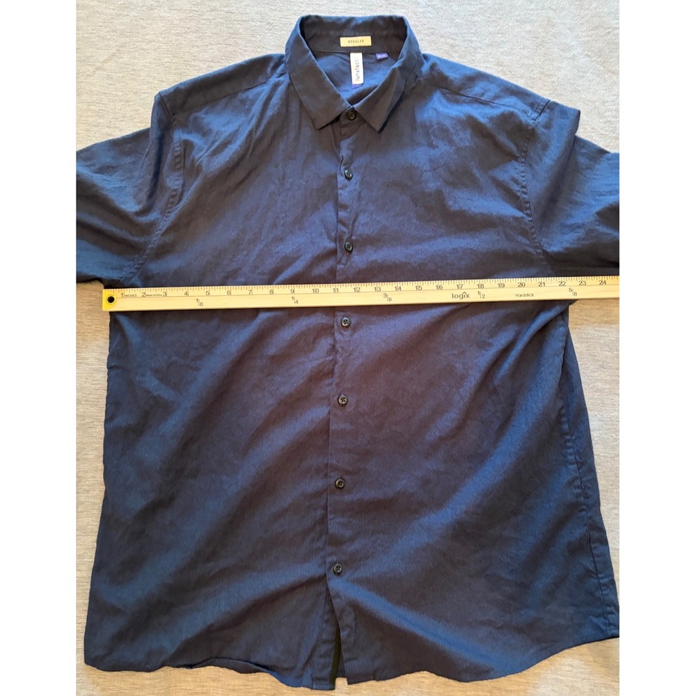 Artefact Mens Regular Fit Stretch Long Sleeve Button Down Shirt Navy Blue XL - Picture 4 of 8